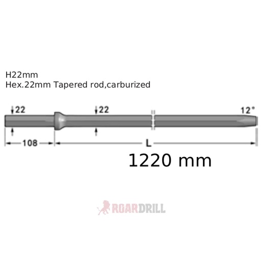 [312-21H22-12_108-1220-40 CL] ROD (BARRA) HEX 22 12º L: 1220  (22/108)