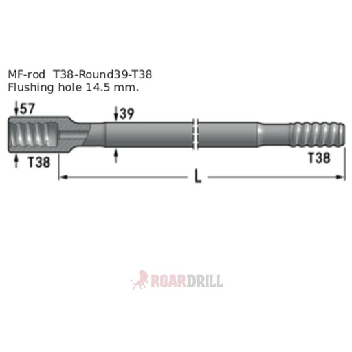 [12-24R39-T38_57-3100-23] ROD HEX (BARRA) T38/T38 MF 3100 mm